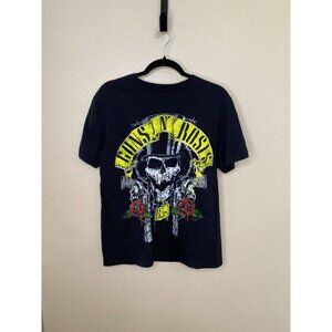 Guns N Roses Skull Graphic T-Shirt Medium Black Cotton Band Tee Unisex